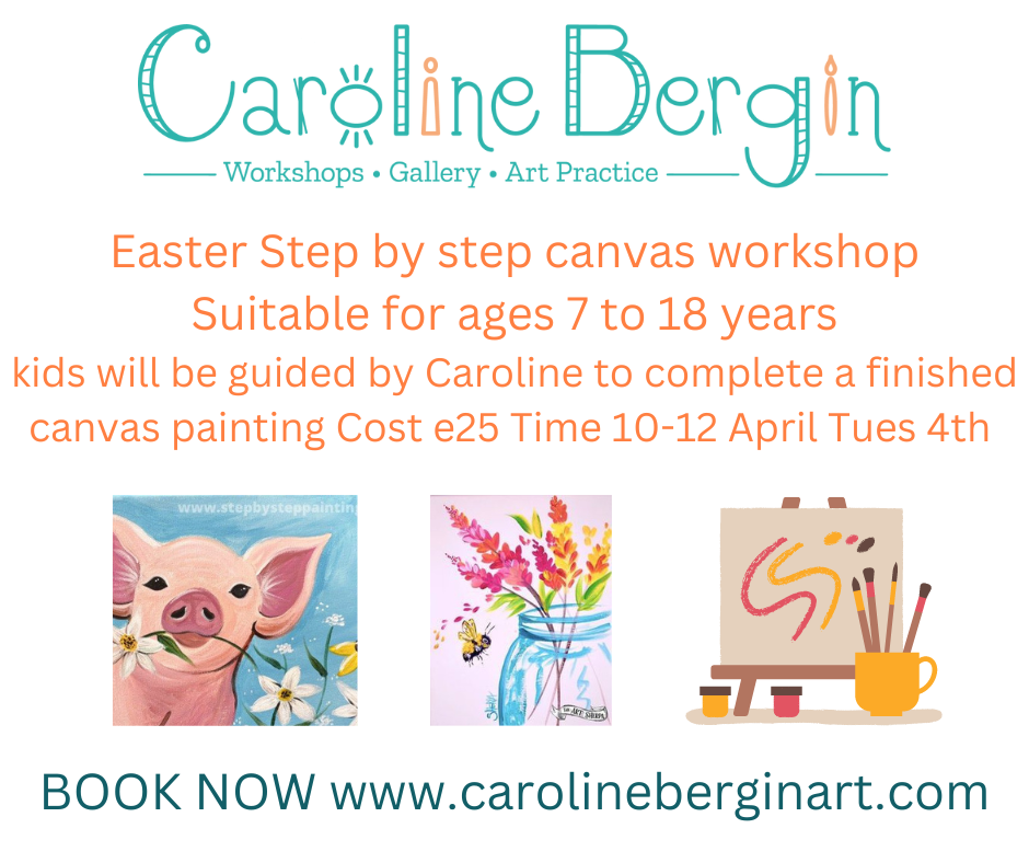 Easter Kids Step by Step Canvas Painting guided by Caroline Bergin