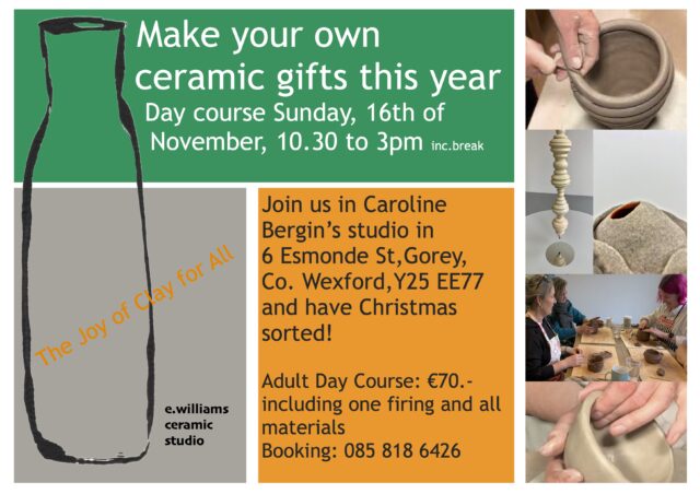 Make your own ceramic gift with Elke Nov 16th Time 10.30-3pm