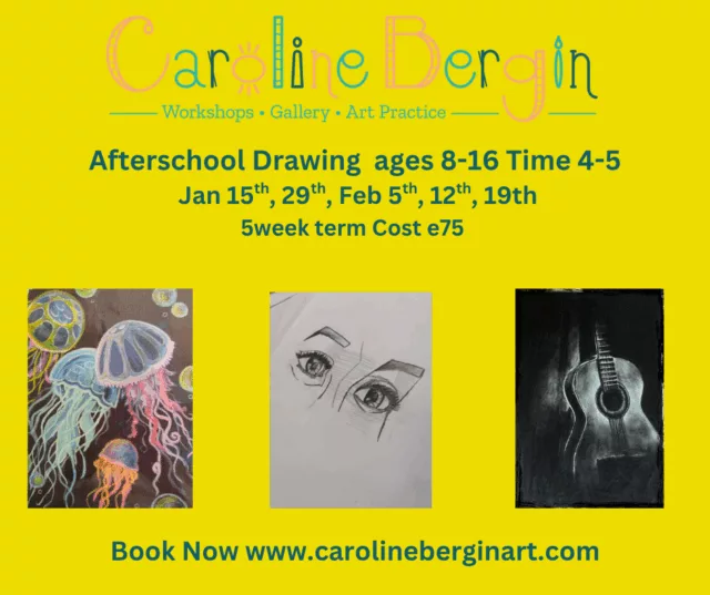 Afterschool Drawing 5 week class ages 8-16 Jan 2026 Time 4-5