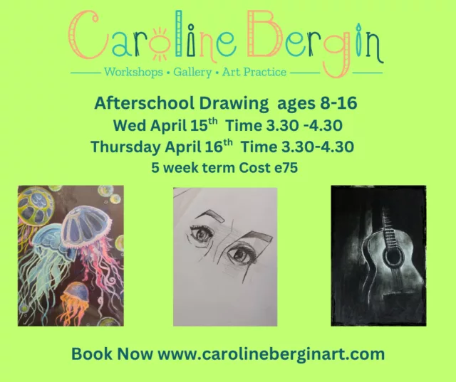 Afterschool Drawing 5 week class ages 8-16 April 15th 2026 Time3.30-4.30 Wednesday