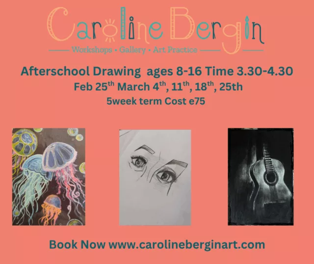 Afterschool Drawing 5 week class ages 8-16 Feb 2026 Time 3.30-4.30