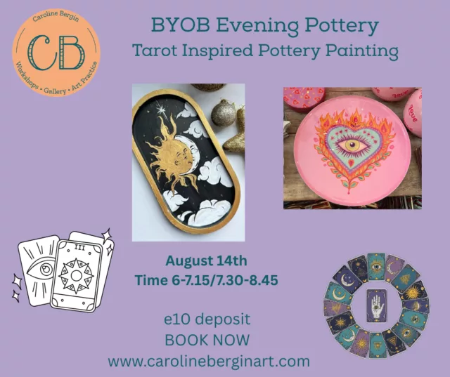BYOB Tarot Inspired Pottery Painting Session August 14th Time 6-7.15